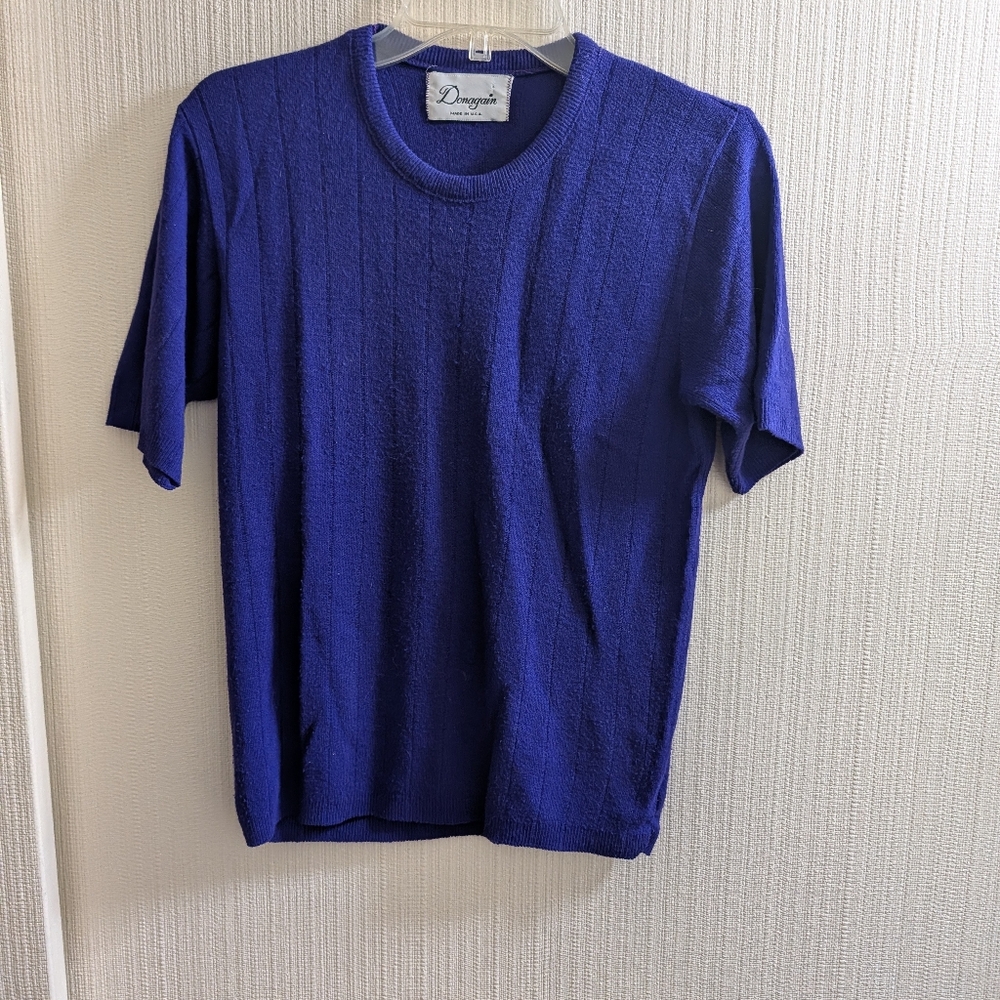 Donagain Vintage Women's Short Sleeve Sweater Size M Purple